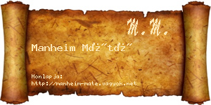 Manheim Máté névjegykártya